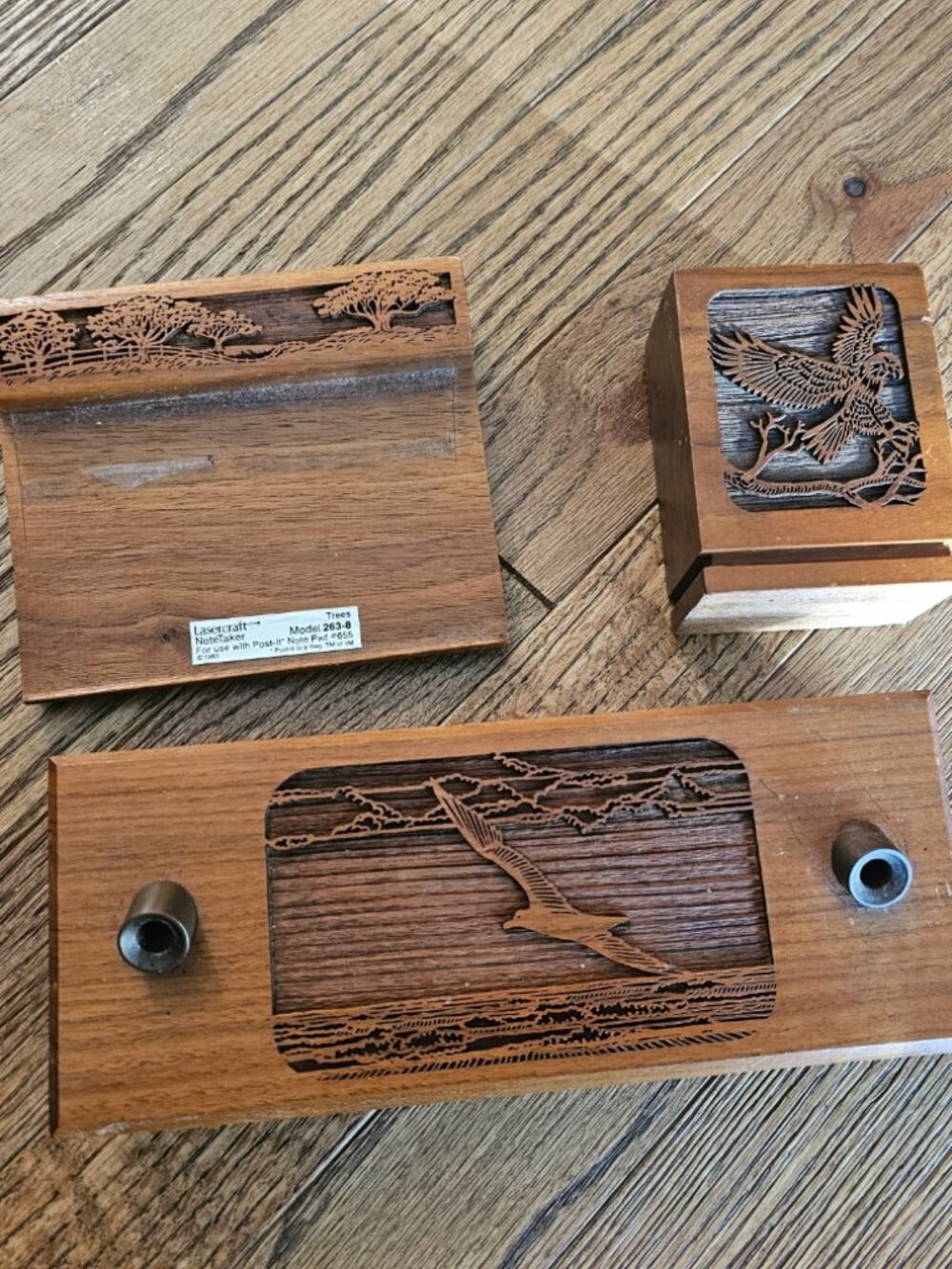 Walnut Vintage Lasercraft Desk Organizer Set